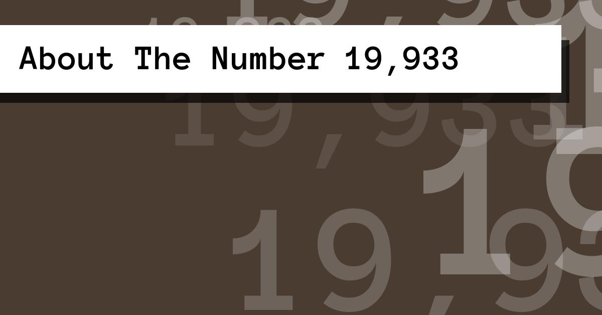 About The Number 19,933