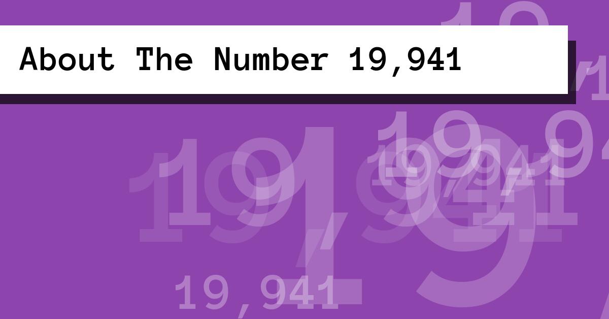 About The Number 19,941