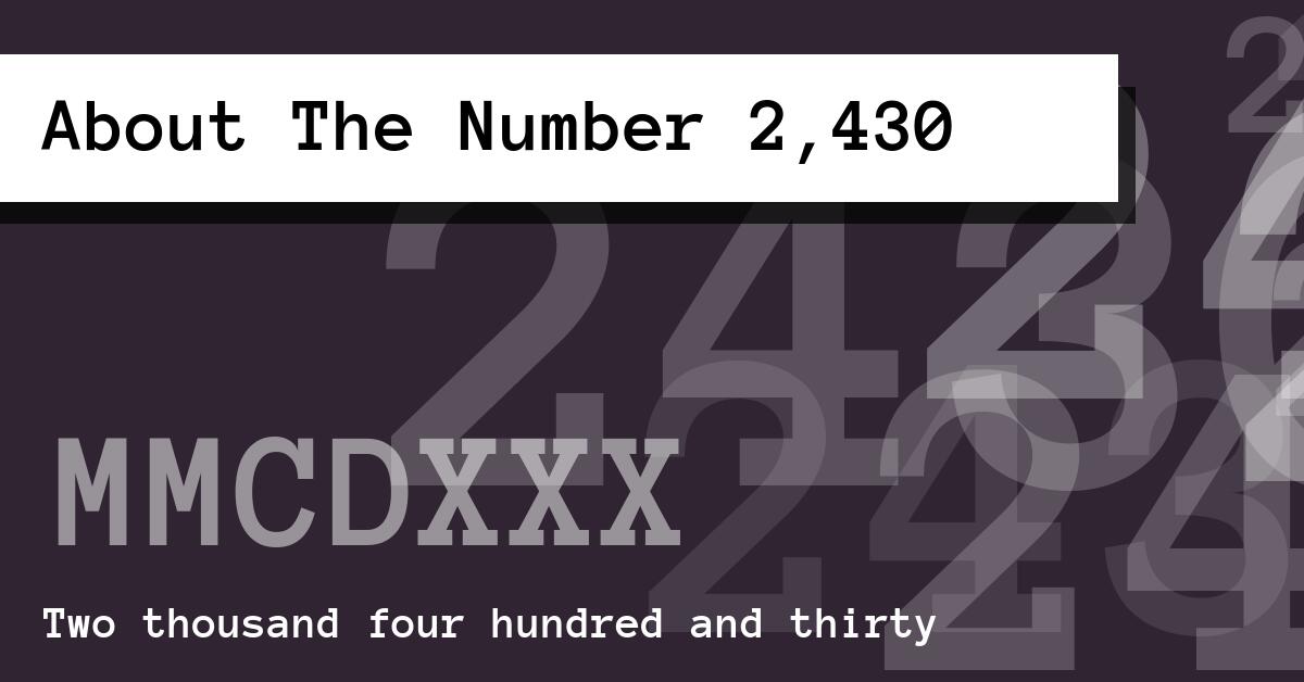 About The Number 2,430