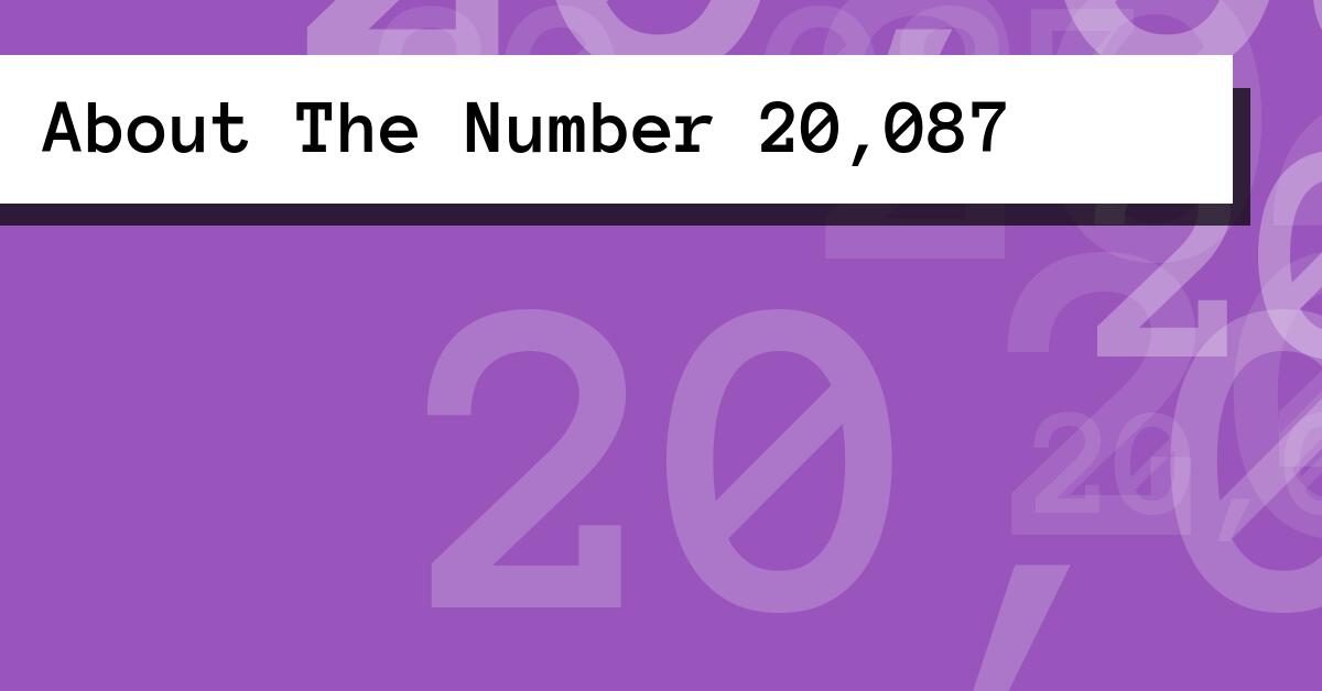 About The Number 20,087