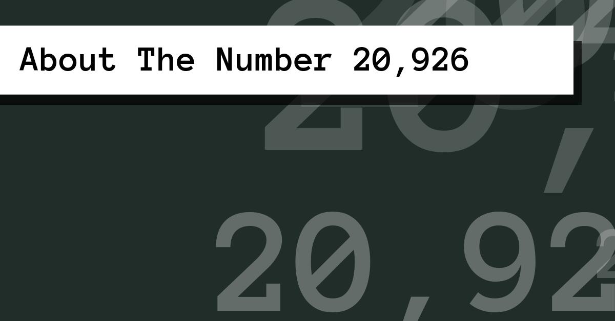 About The Number 20,926
