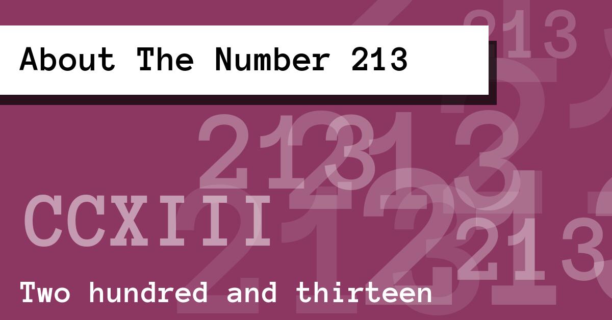 About The Number 213