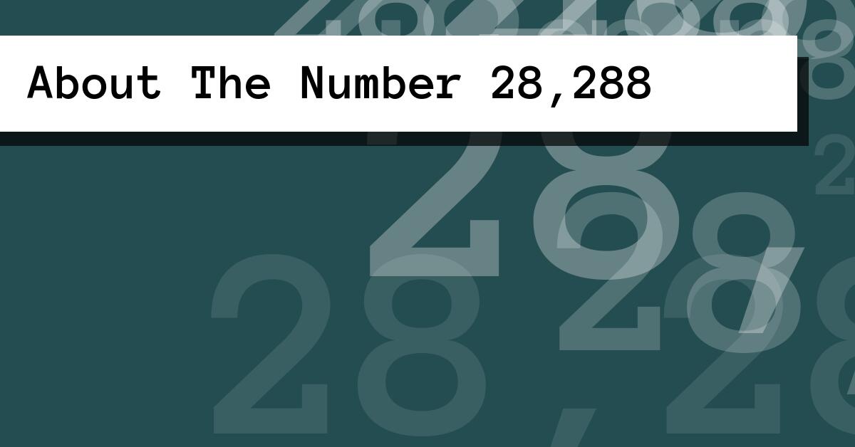 About The Number 28,288