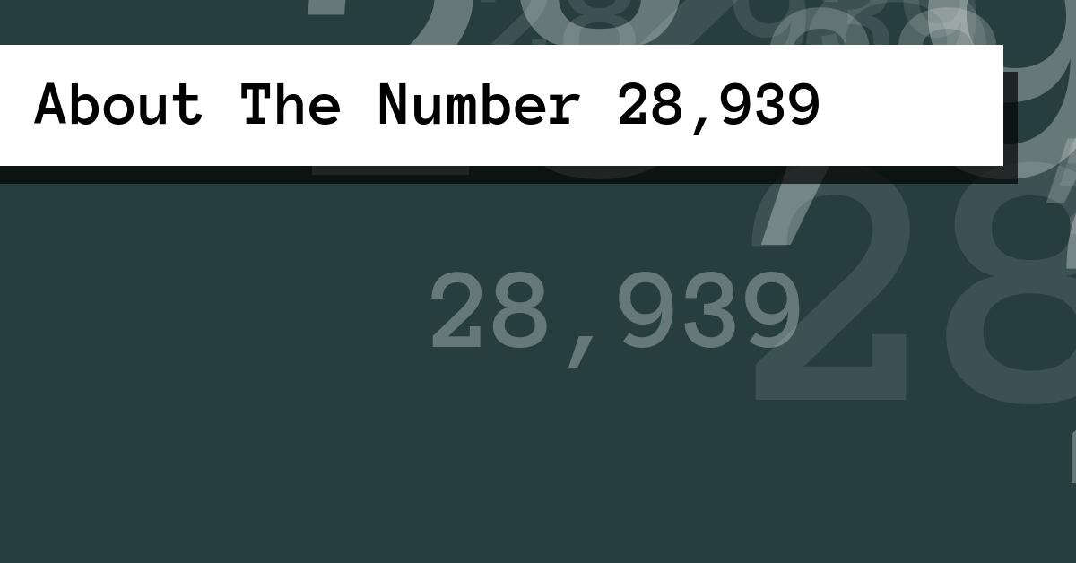 About The Number 28,939