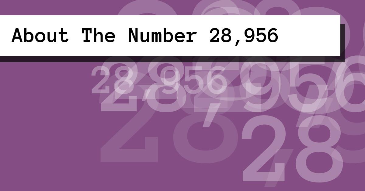 About The Number 28,956