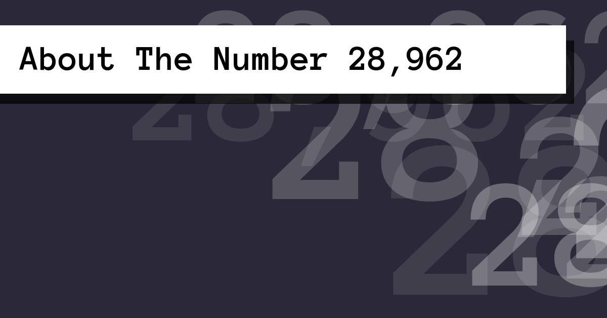 About The Number 28,962