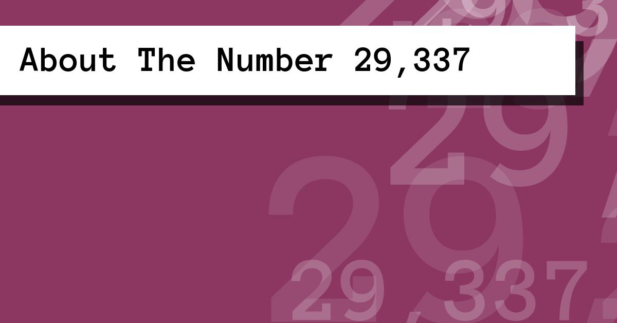 About The Number 29,337