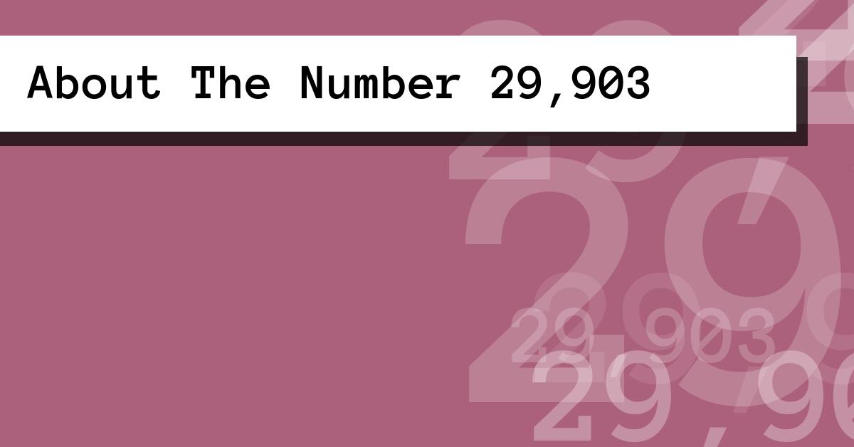 About The Number 29,903