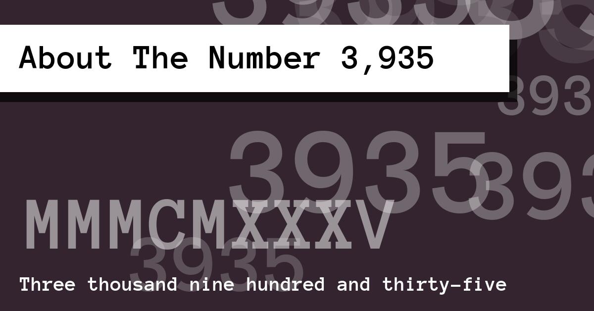 About The Number 3,935
