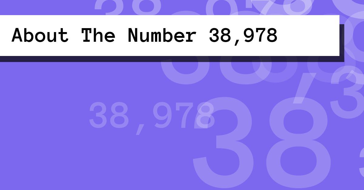 About The Number 38,978