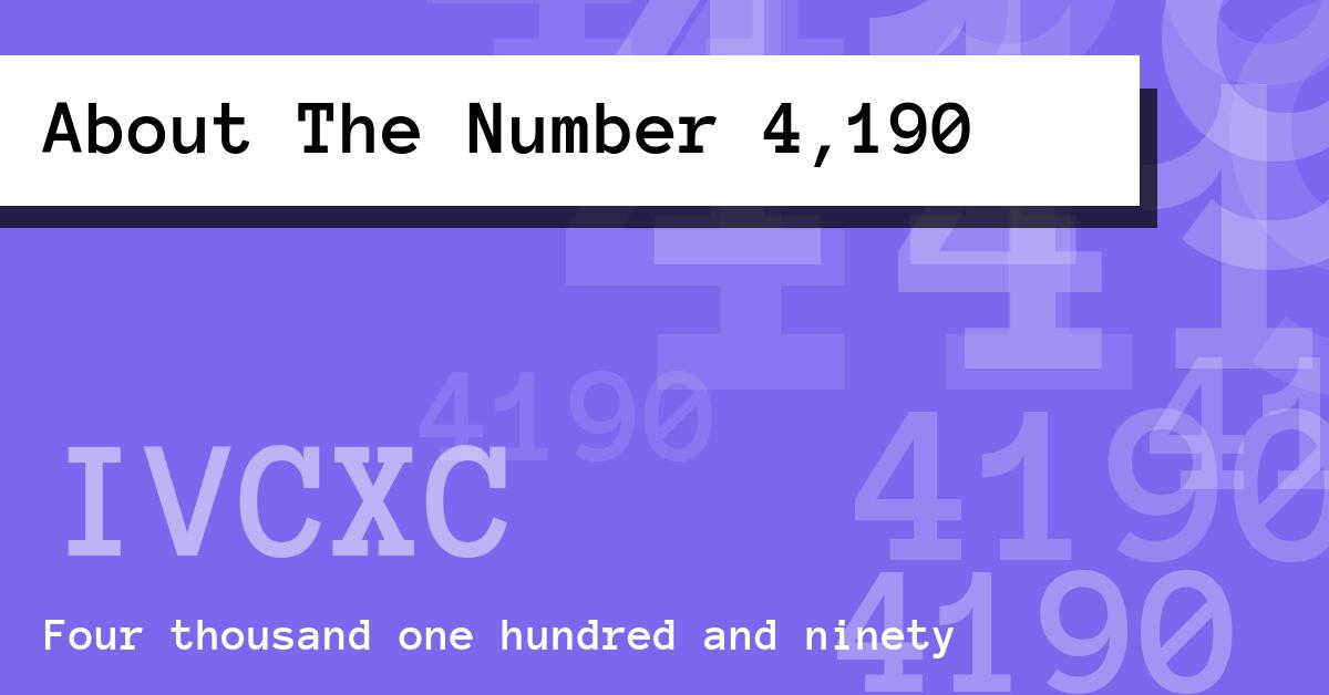About The Number 4,190