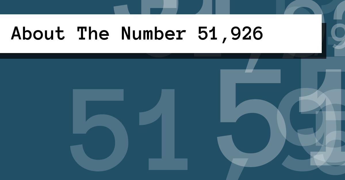 About The Number 51,926