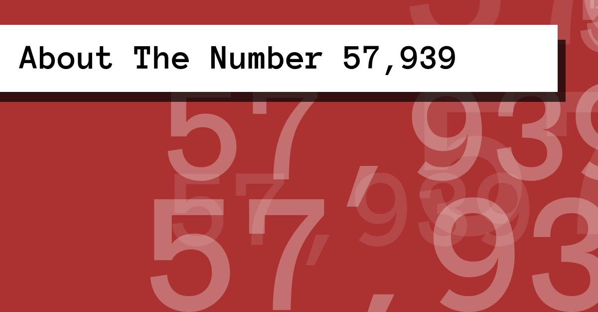 About The Number 57,939