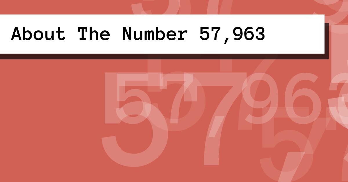 About The Number 57,963