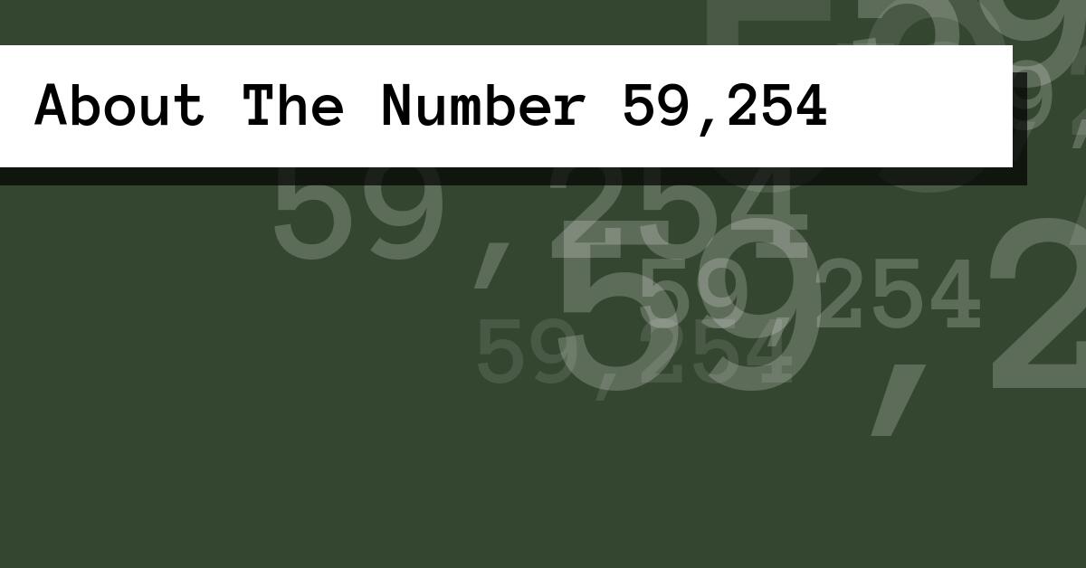 About The Number 59,254