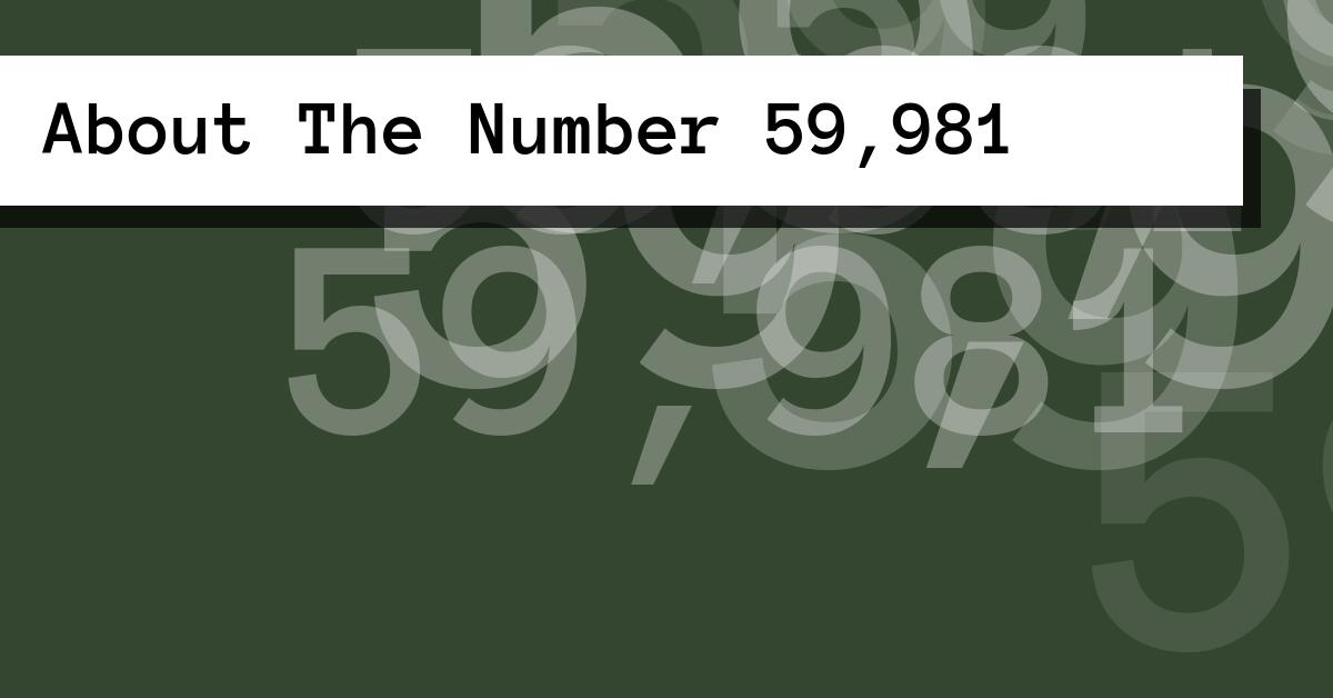 About The Number 59,981
