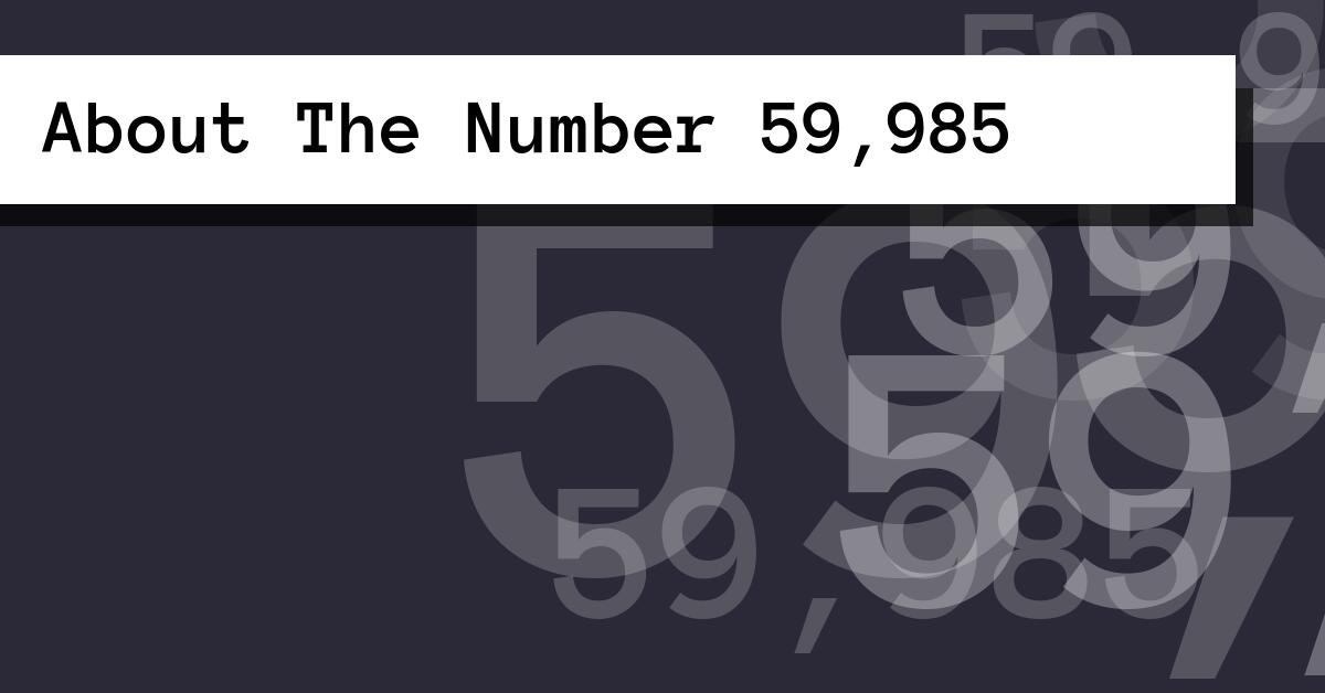 About The Number 59,985