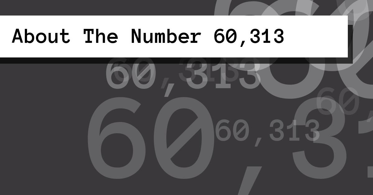 About The Number 60,313