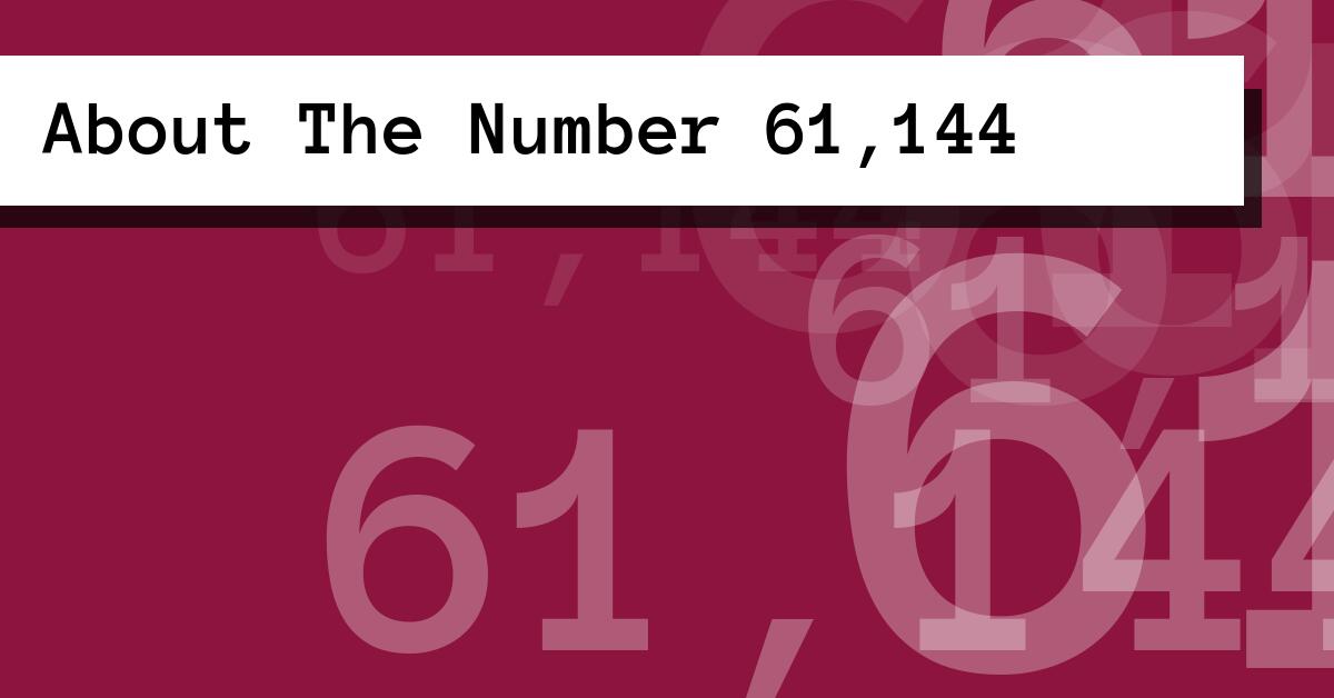 About The Number 61,144