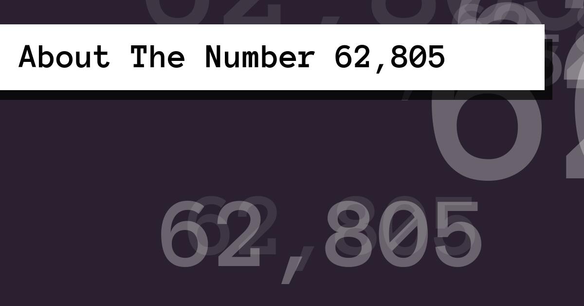 About The Number 62,805