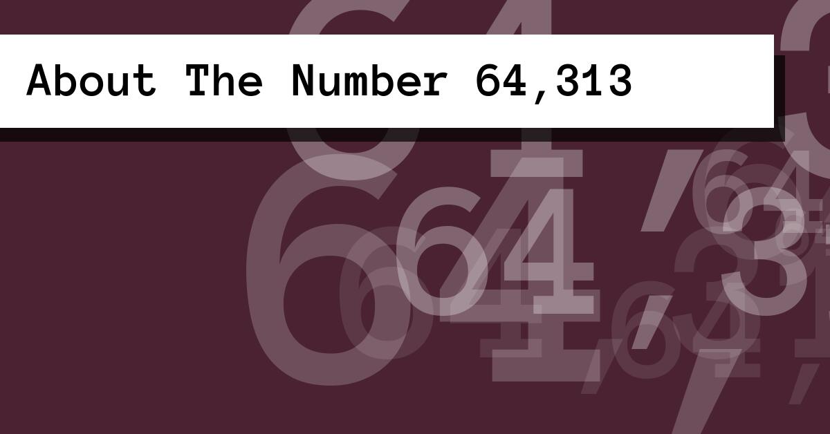 About The Number 64,313