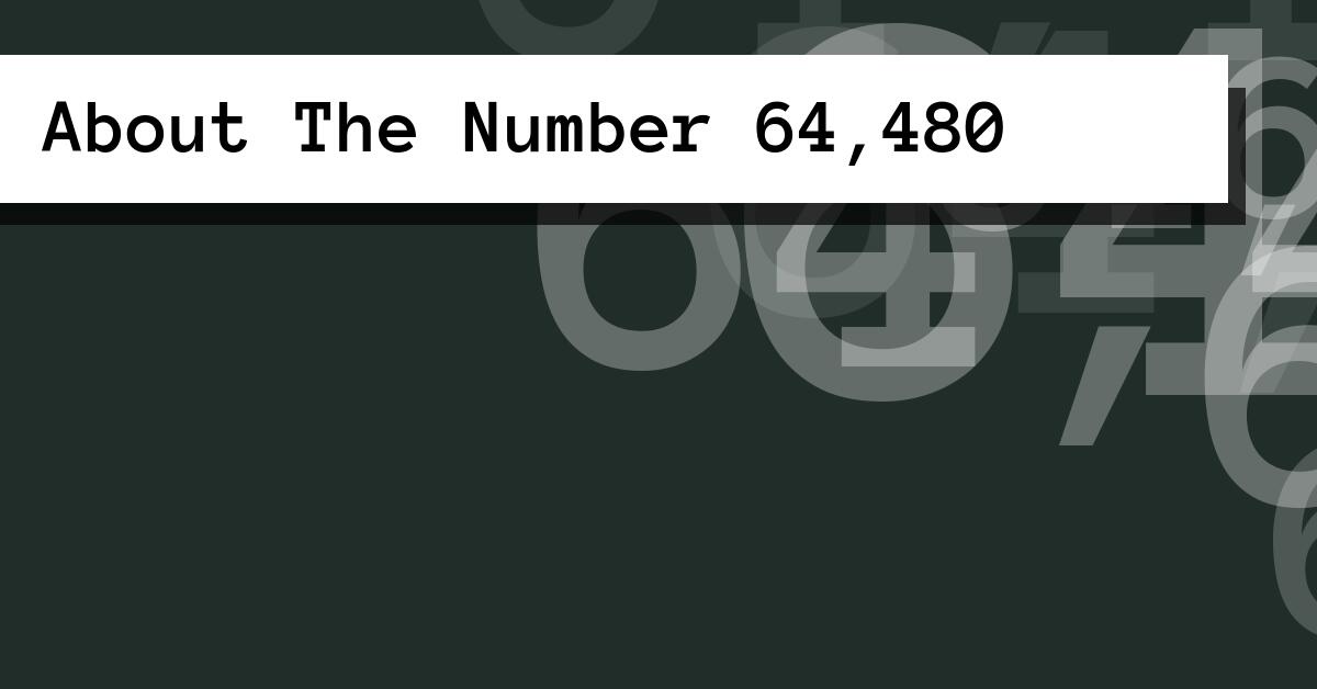 About The Number 64,480