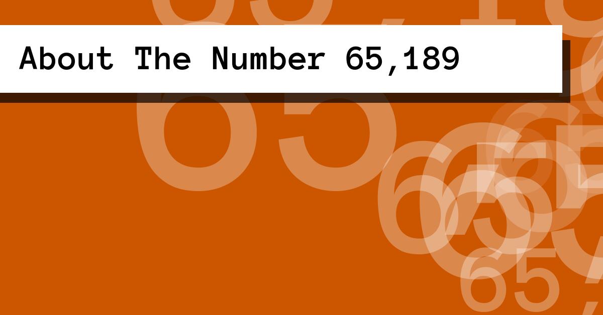 About The Number 65,189