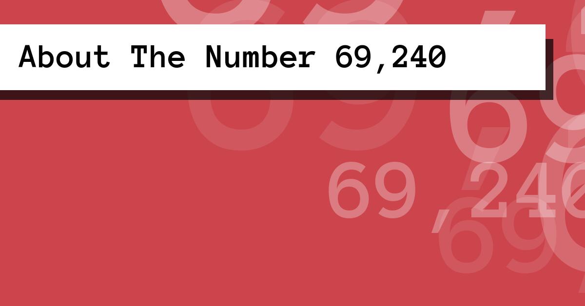 About The Number 69,240