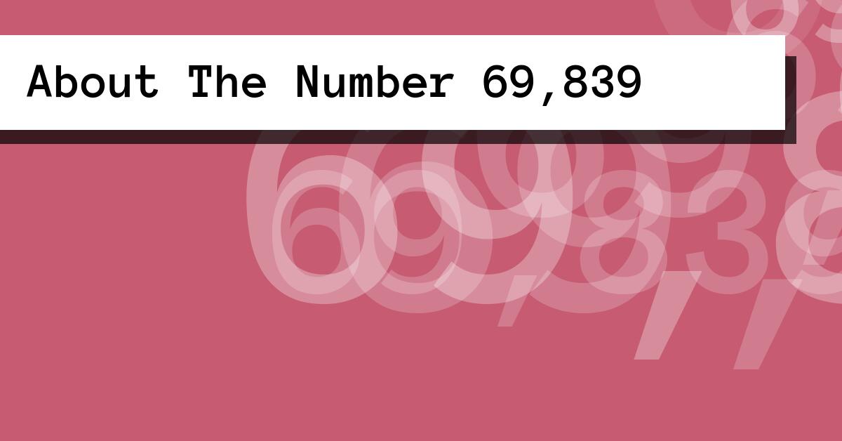 About The Number 69,839