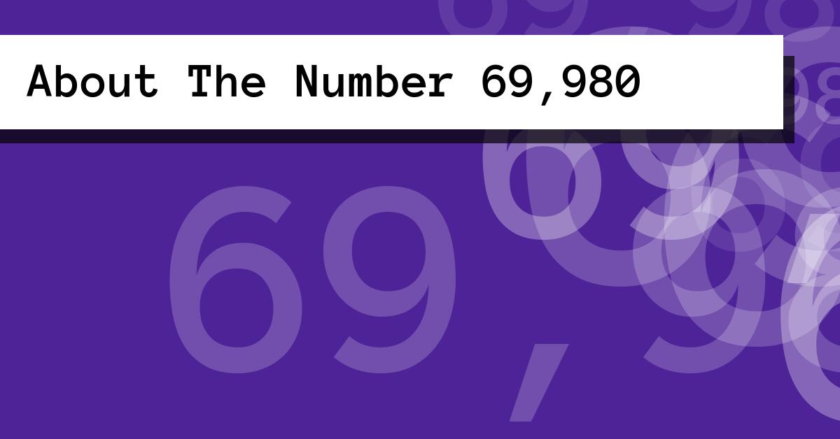 About The Number 69,980