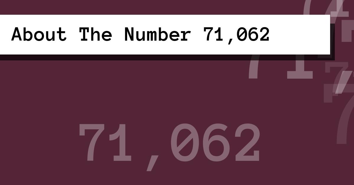About The Number 71,062