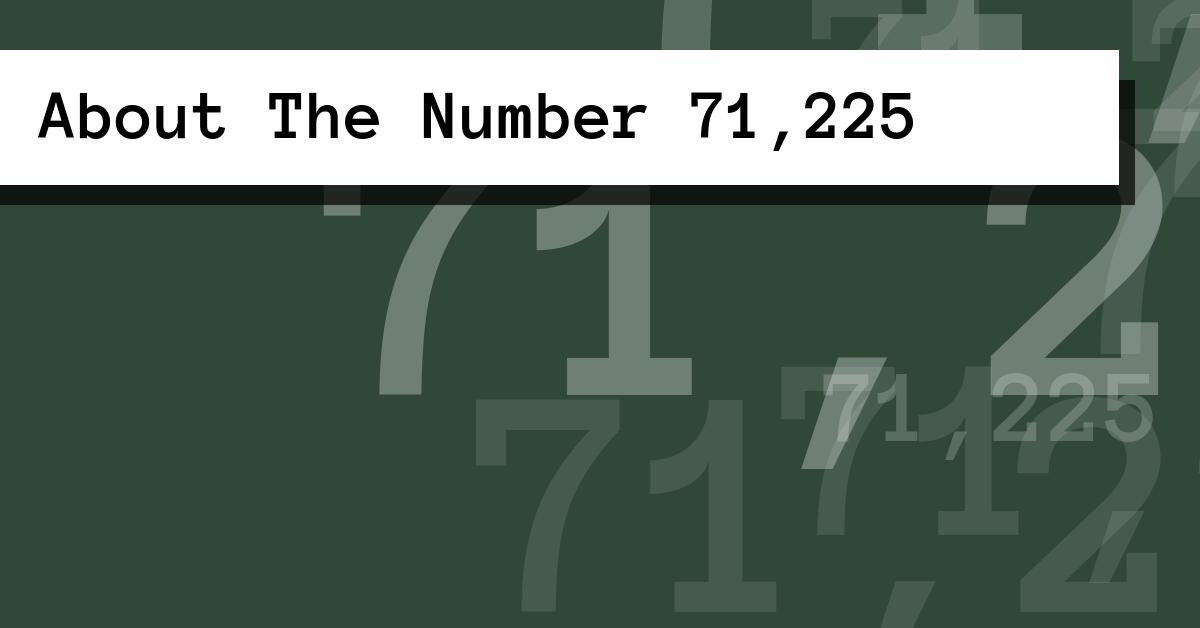 About The Number 71,225