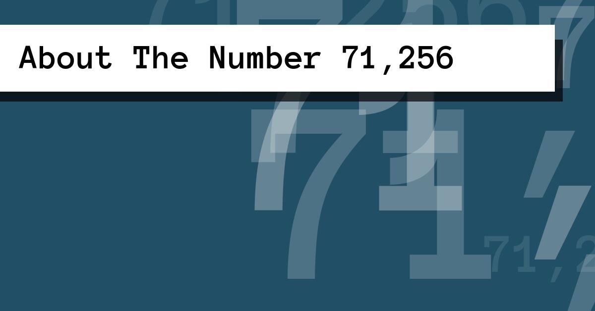About The Number 71,256