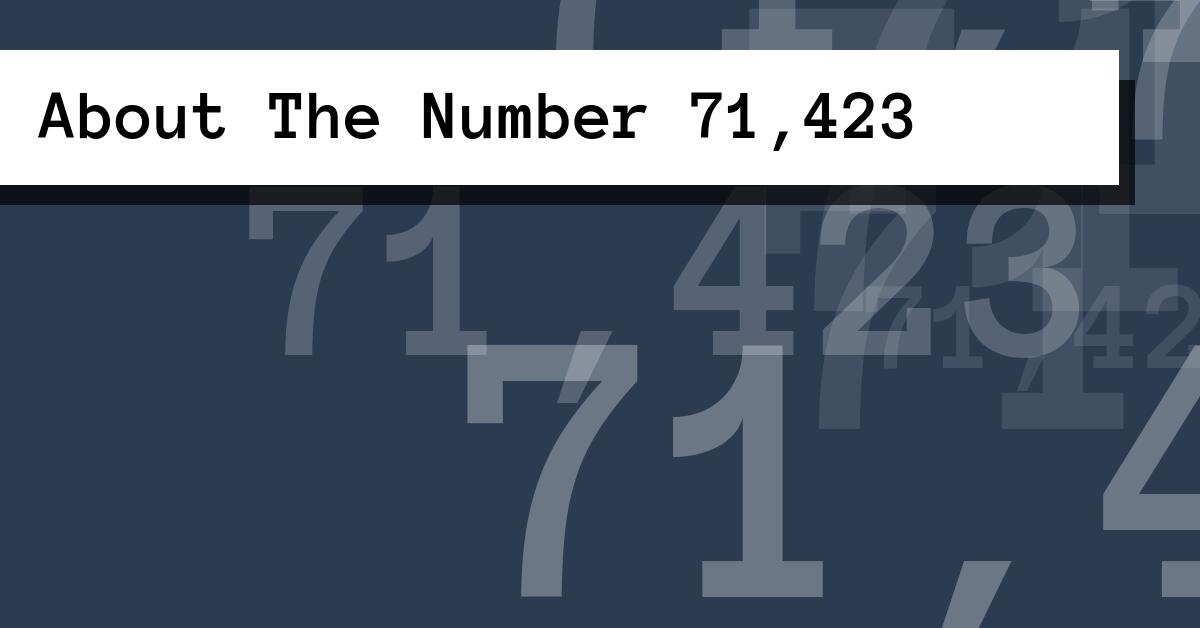 About The Number 71,423
