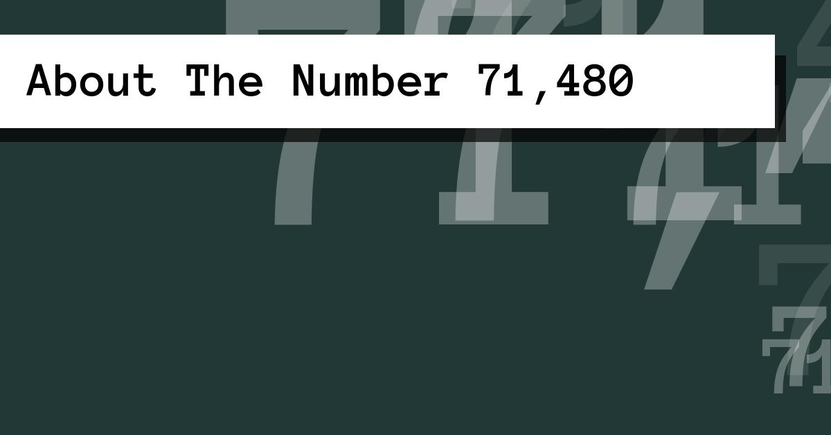 About The Number 71,480