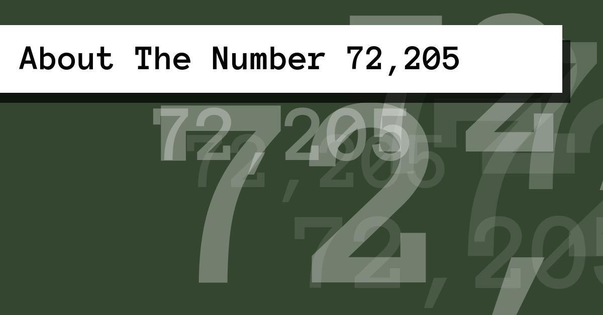 About The Number 72,205
