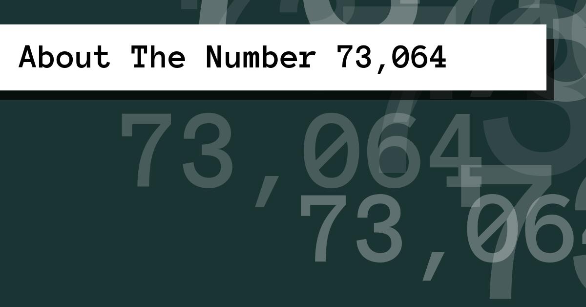 About The Number 73,064