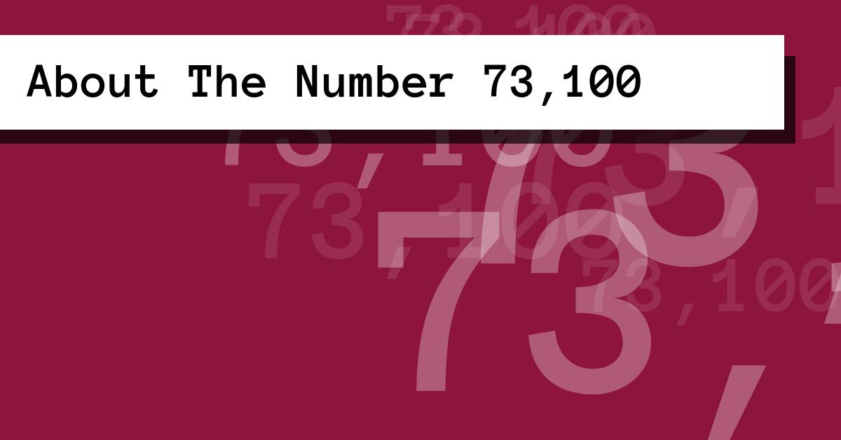 About The Number 73,100