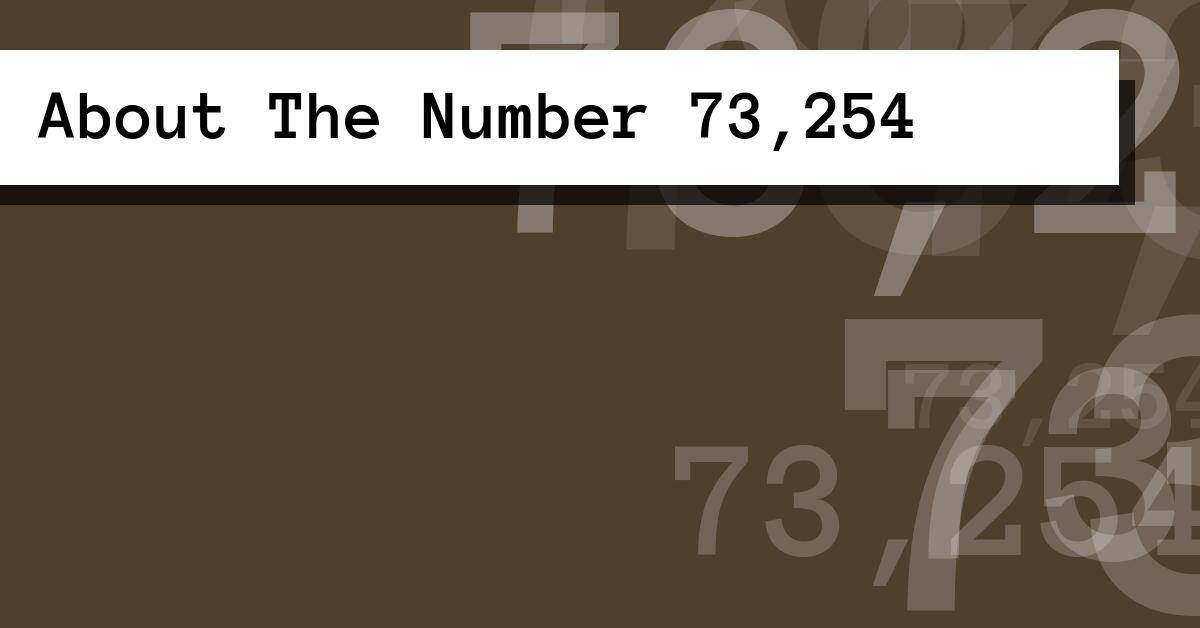 About The Number 73,254