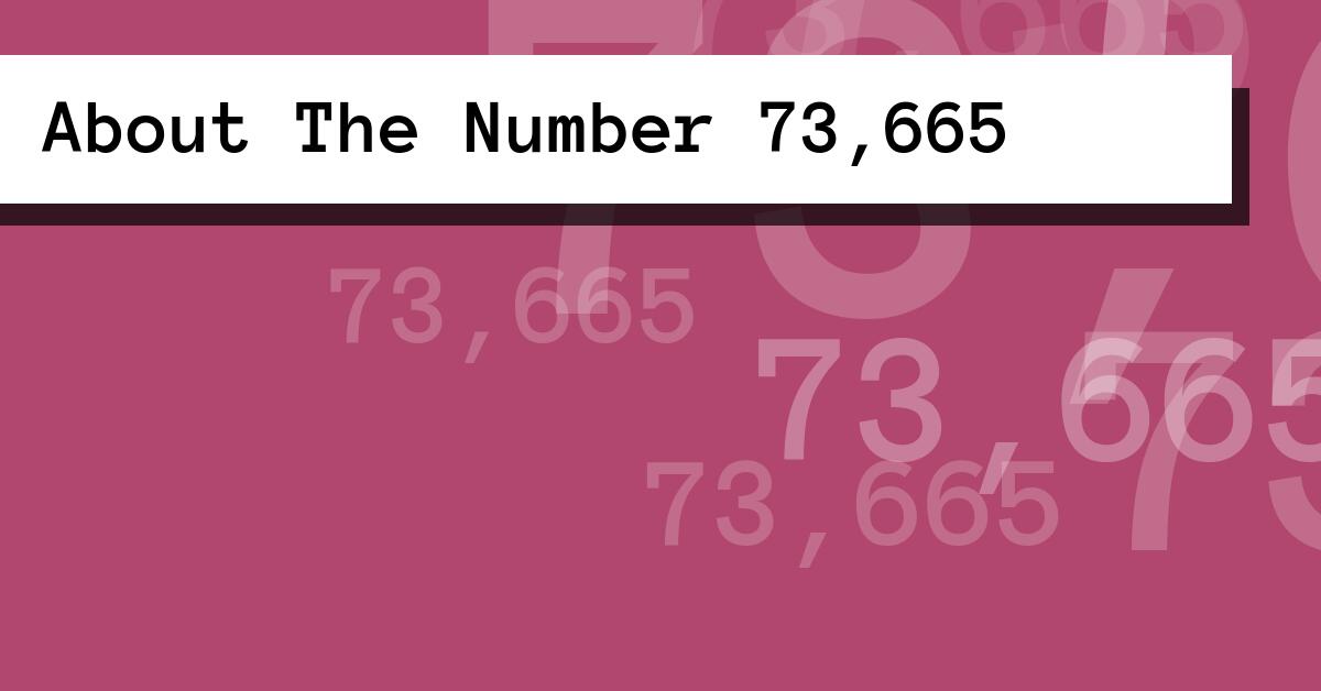 About The Number 73,665