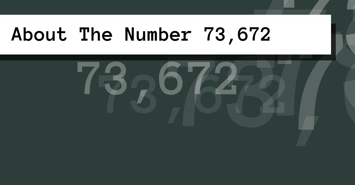 About The Number 73,672