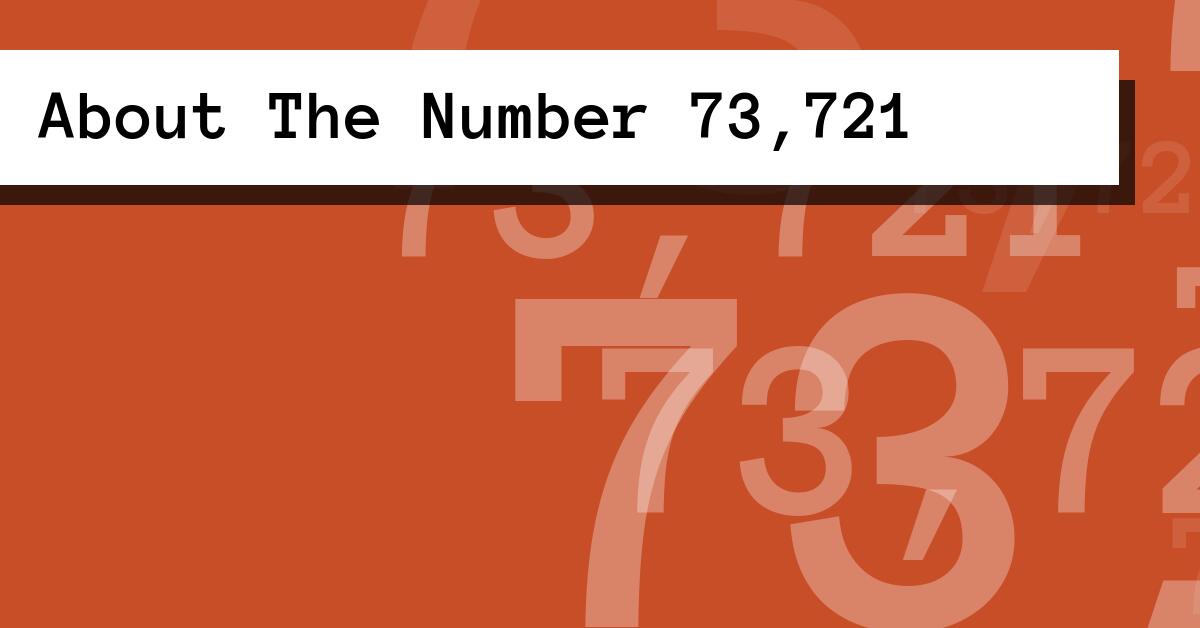 About The Number 73,721