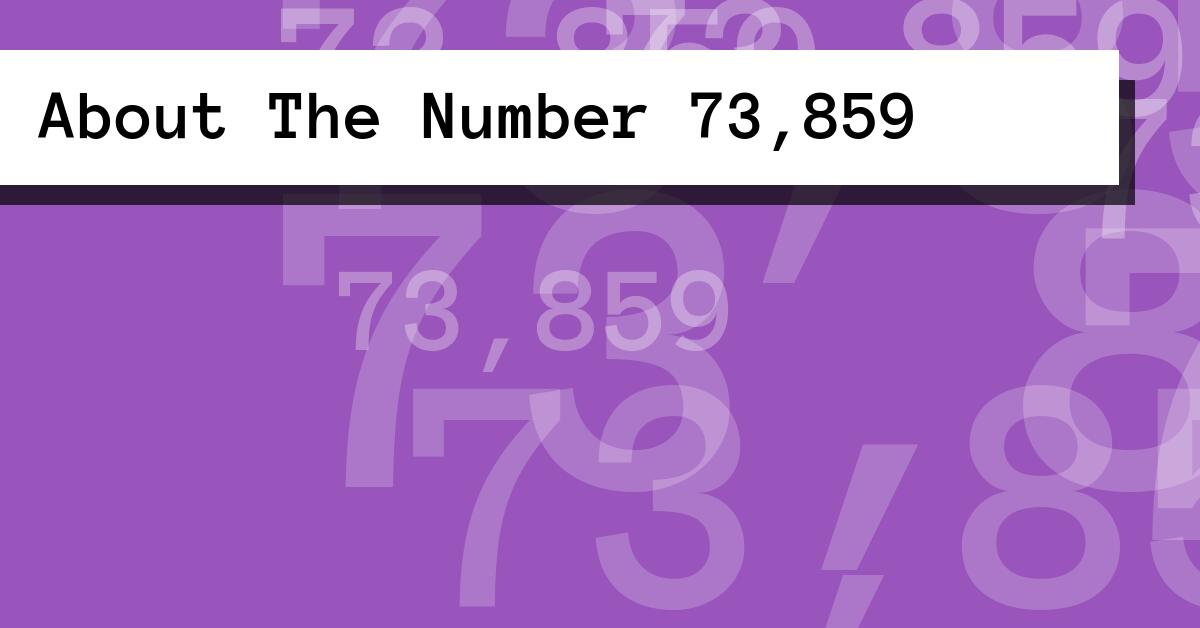 About The Number 73,859