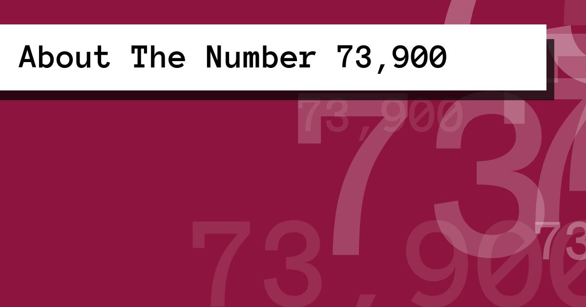 About The Number 73,900