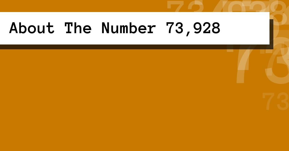 About The Number 73,928
