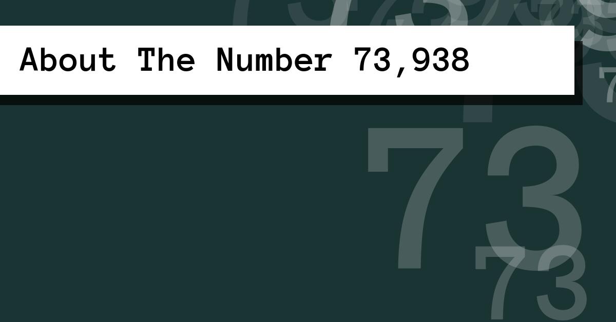 About The Number 73,938
