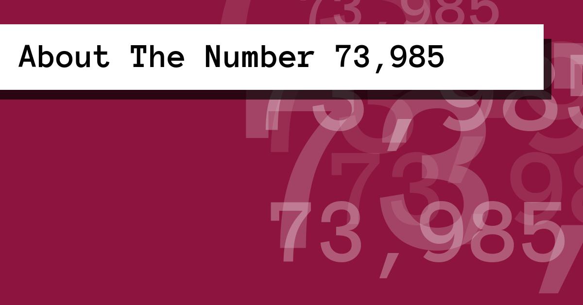 About The Number 73,985