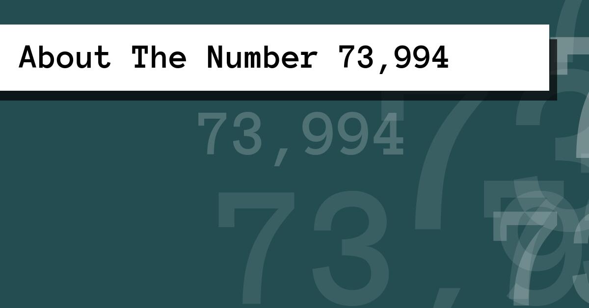 About The Number 73,994