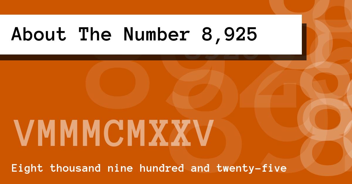 About The Number 8,925