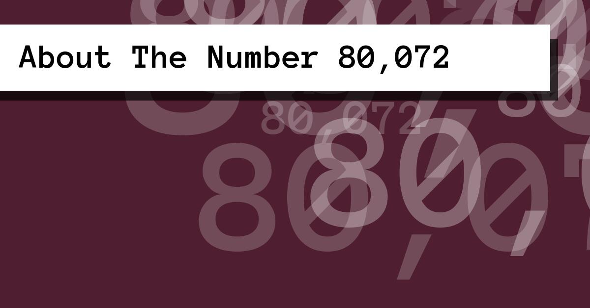 About The Number 80,072